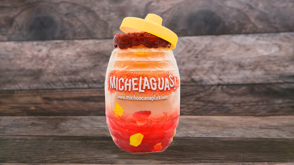Layers of sweet and tangy syrup, fresh fruit chunks, and a tamarind candy stick. Fresh fruit water rimmed with tamarind dip and tajin, topped with a scoop of ice cream, fresh fruit, candy, chamoy, and tajin.